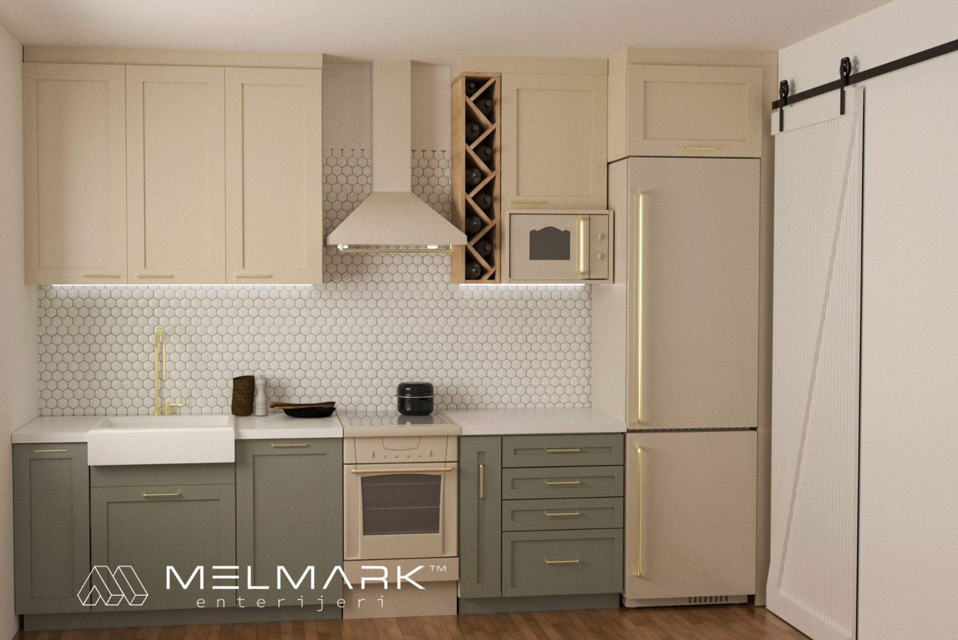 Render kuhinje po meri sa detaljima i teksturama materijala